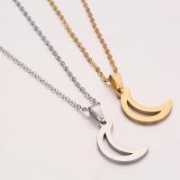 Stainless Steel Jewelry Necklace, 304 Stainless Steel, Moon, Vacuum Plating, fashion jewelry & Unisex, more colors for choice, 20x12mm, Length:45 cm, Sold By PC