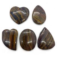 Natural Tiger Eye Pendants Unisex mixed colors 35x45- Sold By Bag