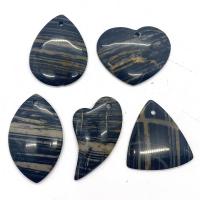 Lace Agate Pendants, Unisex, black, 35x45-25x55mm, 5PCs/Bag, Sold By Bag