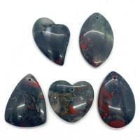 Gemstone Pendants Jewelry, Dragon Blood stone, Unisex, mixed colors, 35x45-25x55mm, 5PCs/Bag, Sold By Bag