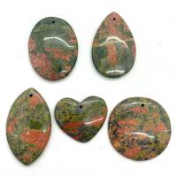 Natural Unakite Pendants Unisex mixed colors 35x45- Sold By Bag