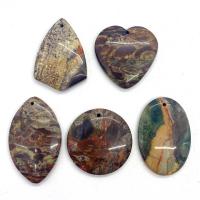 Pingentes em  jóias, misto de pedras semi-preciosas, unissex, cores misturadas, 35x45-25x55mm, 5PCs/Bag, vendido por Bag