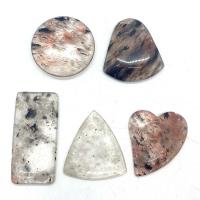 Gemstone Pendants Jewelry, Unisex, mixed colors, 35x45-25x55mm, 5PCs/Bag, Sold By Bag