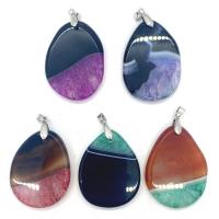 Agate Κοσμήματα Μενταγιόν, για άνδρες και γυναίκες, μικτά χρώματα, 35x45-25x55mm, 5PCs/τσάντα, Sold Με τσάντα