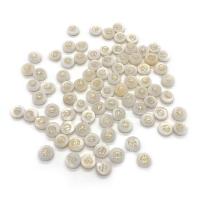 Natürliche Süßwasser Muschel Perlen, Süßwassermuschel, mit Eisen, flache Runde, goldfarben plattiert, DIY, weiß, 8mm, verkauft von PC