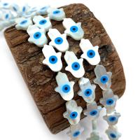 Natural Seashell Beads Hand DIY & evil eye pattern & enamel white Sold By PC