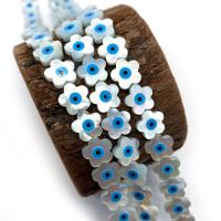 Natural Seashell Beads, Flower, DIY & evil eye pattern & different size for choice & enamel, white, Sold By PC