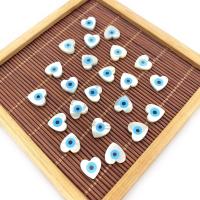 Natural Seashell Beads Heart DIY & evil eye pattern & enamel white 10mm Sold By PC