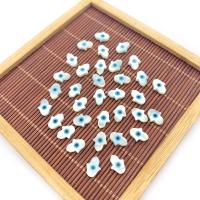 Naturlige muslingeskal perler, Sea Shell, Hand, du kan DIY & onde øje mønster & forskellige stilarter for valg & emalje, hvid, 8x10mm, Solgt af PC