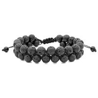 Lava Bracelet with Polyester Cord Round Double Layer & Unisex black 8mm Length 7.5 Inch Sold By PC