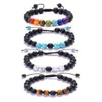 Gemstone Bracelet, with Polyester Cord & Resin, Round, Unisex & adjustable & different styles for choice, 8mm, Length:7.5 Inch, Sold By PC