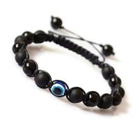 Abrazine Stone Bracelet with Polyester Cord & Resin Evil Eye Unisex & adjustable black 8mm Length 7.5 Inch Sold By PC