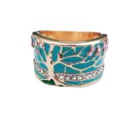 Tibetan Style Finger Ring, Branch, gold color plated, fashion jewelry & different size for choice & epoxy gel & with rhinestone, skyblue, nickel, lead & cadmium free, US Ring Size:5-11, Sold By Bag