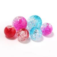 Acrylic Jewelry Beads Round DIY & ice flake & two tone mixed colors 8-12mm Sold By PC