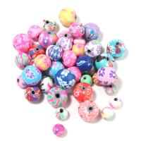 Polymer Clay Beads, Round, brushwork, DIY & different size for choice, mixed colors, 6-12mm, Sold By PC