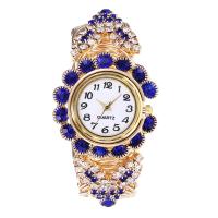 Damen Uhrenarmband, Zinklegierung, mit Glas, rund, goldfarben plattiert, für Frau & mit Strass, keine, frei von Nickel, Blei & Kadmium, 30x10mm,18mm, Länge:21 cm, verkauft von PC