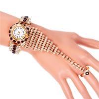 Montre bracelet de femmes, alliage de zinc, avec verre, Placage de couleur d'or, pour femme & avec strass, plus de couleurs à choisir, protéger l'environnement, sans nickel, plomb et cadmium, 30x10mm,18mm, Longueur:21 cm, Vendu par PC