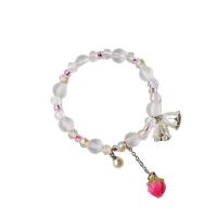 Lampwork Bracelets with Seedbead & Crystal & Zinc Alloy Flower Bud silver color plated fashion jewelry & for woman Length 14-20 cm Sold By PC