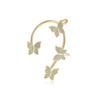 Fashion Earring Cuff and Wraps, Brass, Butterfly, plated, fashion jewelry & micro pave cubic zirconia & for woman, more colors for choice, nickel, lead & cadmium free, 38x52mm, Sold By PC