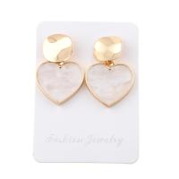 Zinc Alloy Drop Earrings with Shell Heart gold color plated fashion jewelry & for woman gold nickel lead & cadmium free Sold By Pair