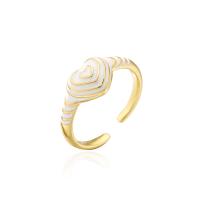 Ring Finger mosiądz, Platerowane w kolorze złota, Regulowane & dla kobiety & emalia, dostępnych więcej kolorów, 18mm, sprzedane przez PC