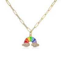 Ожерелья из латуни, Латунь, плакирован золотом, разные стили для выбора & Женский & эмаль, Много цветов для выбора, длина:Приблизительно 17.7 дюймовый, продается PC