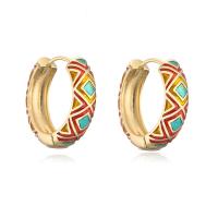 Brass Huggie Hoop Earring, gold color plated, for woman & enamel, more colors for choice, 22x21mm, Sold By Pair