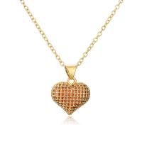 Cubic Zircon Micro Pave Brass Necklace, Heart, gold color plated, micro pave cubic zirconia & for woman, more colors for choice, 15x19mm, Length:Approx 17.7 Inch, Sold By PC