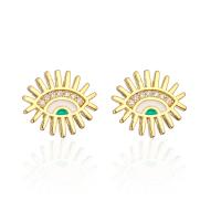Brass Stud Earring, Eye, gold color plated, different styles for choice & micro pave cubic zirconia & for woman & enamel, more colors for choice, Sold By Pair