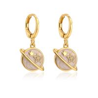 Brass Huggie Hoop Drop Earring, gold color plated, micro pave cubic zirconia & for woman & enamel, more colors for choice, 11x26mm, Sold By Pair