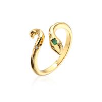 Cúbicos Circonia Micro Pave anillo de latón, metal, Serpiente, chapado en color dorado, Ajustable & micro arcilla de zirconia cúbica & para mujer, 18mm, Vendido por UD