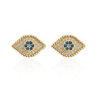 Brass Stud Earring, gold color plated, different styles for choice & micro pave cubic zirconia & for woman, more colors for choice, Sold By Pair