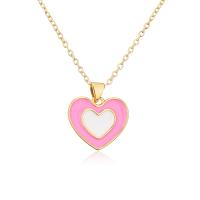 Brass Necklace, Heart, gold color plated, for woman & enamel, more colors for choice, 18x21mm, Length:Approx 17.7 Inch, Sold By PC