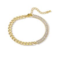 Cubic Zirconia Micro Pave Brass Bracelet gold color plated & micro pave cubic zirconia & for woman Sold By PC