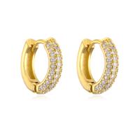 Brass Huggie Hoop Earring, gold color plated, different styles for choice & micro pave cubic zirconia & for woman, 15x14mm, Sold By Pair