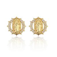 Messing Stud Earring, gold plated, verschillende stijlen voor de keuze & micro pave zirconia & voor vrouw, meer kleuren voor de keuze, Verkocht door pair