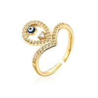 Cubic Zirconia Micro Pave Brass Ring gold color plated Adjustable & micro pave cubic zirconia & for woman & enamel 18mm Sold By PC