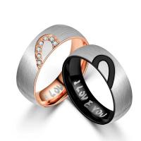 Titanium Steel Finger Ring, plated, different size for choice & with rhinestone, more colors for choice, Sold By PC