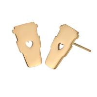 Stainless Steel Stud Earrings 304 Stainless Steel Vacuum Ion Plating & for woman & hollow 6.5-15mm Sold By Pair