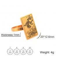 Stainless Steel Finger Ring 304 Stainless Steel Rectangle Vacuum Ion Plating Unisex  gold US Ring Sold By PC
