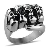 Titanium Steel Finger Ring, polished, fashion jewelry & different size for choice & for man & with rhinestone, original color, 2.6cm, Sold By PC