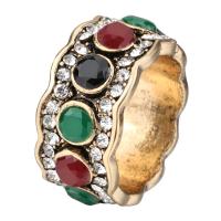 Vještački dijamant Ring Finger, Cink Alloy, s Smola Rhinestone, antička zlatna boja pozlatom, modni nakit & različite veličine za izbor & za žene & s Rhinestone, nikal, olovo i kadmij besplatno, 12mm, Prodano By PC