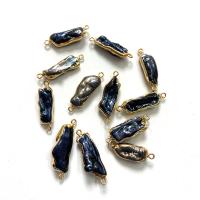 perla d'acquadolce coltivata naturalmente connettore, with ottone, Irregolare, placcato color oro, DIY & 1/1 anello del connettore, colori misti, 8x15-15x35mm, Venduto da PC
