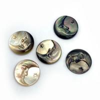 Natural Seashell Cabochon, Flat Round, Carved, DIY & different styles for choice, more colors for choice, 15mm, Sold By PC