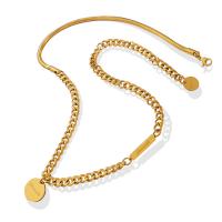 Titanstahl Halskette, mit Verlängerungskettchen von 17cm, flache Runde, für Frau, keine, 14mm, Länge ca. 35 cm, verkauft von PC