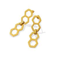 Titanium Steel  Earring, Polygon, Vacuum Ion Plating, for woman & hollow, more colors for choice, 15x46mm, Sold By Pair