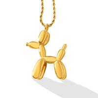 Titanstahl Halskette, mit Verlängerungskettchen von 5cm, Hund, für Frau, goldfarben, 33x44mm, Länge ca. 50 cm, verkauft von PC