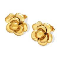 Titanium Steel Stud Earring Rose Vacuum Ion Plating for woman 21mm Sold By Pair
