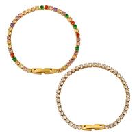 Bracelet d'acier titane, pour femme & avec strass, plus de couleurs à choisir, 3mm, Longueur:Environ 7 cm, Vendu par PC