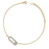 Titanium Steel Anklet, with Cubic Zirconia & Plastic Pearl, with 5cm extender chain, Vacuum Ion Plating, for woman, more colors for choice, 8x12mm, Length:Approx 19 cm, Sold By PC